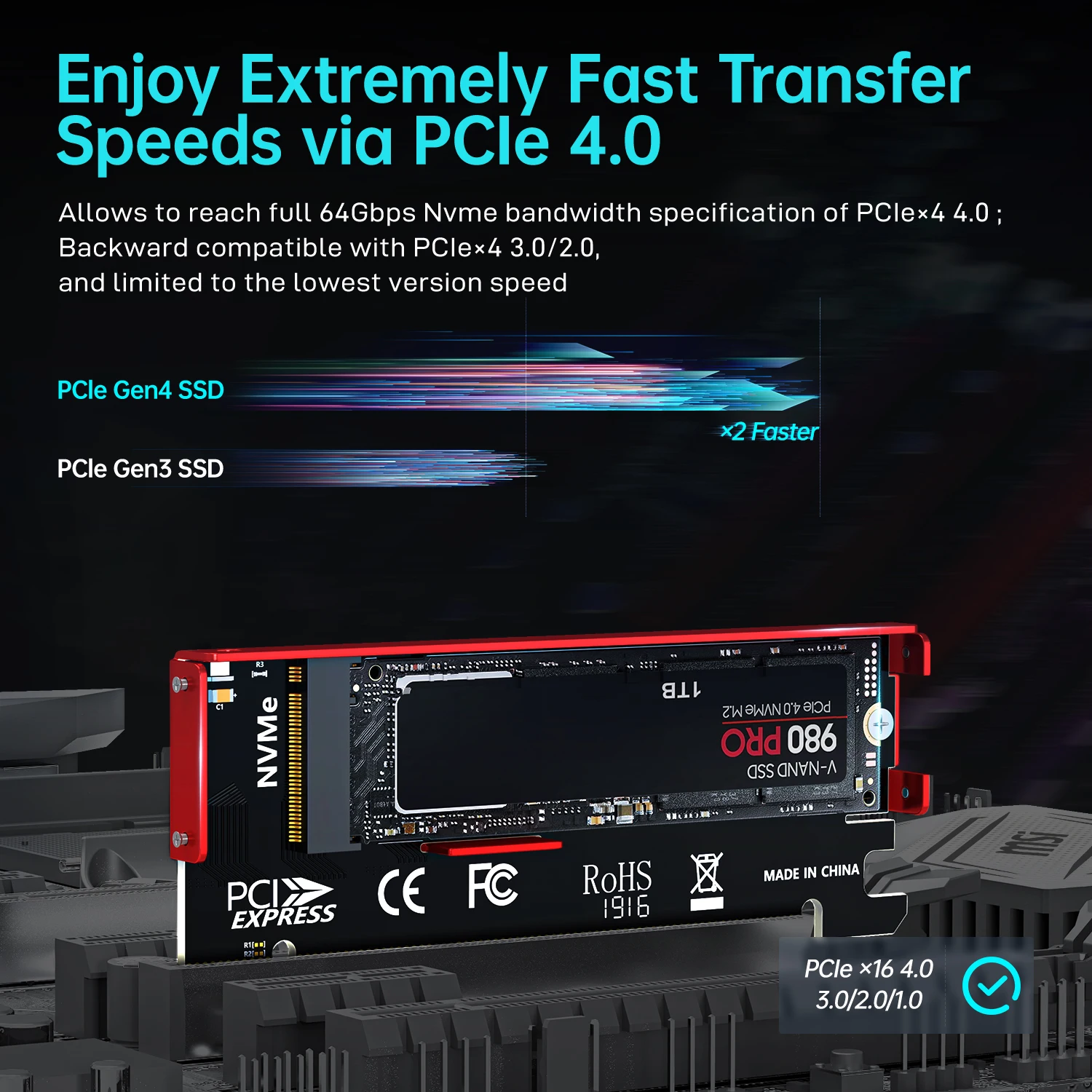 JEYI M.2 NVME To PCIe 4.0 X16  - Samsung Ssd 990 Pro review and price